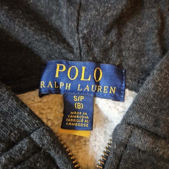 Polo Ralph Lauren Hoodie Boys Size Small (8) Gray Full Zip Long Sleeve Pockets - Picture 2 of 10